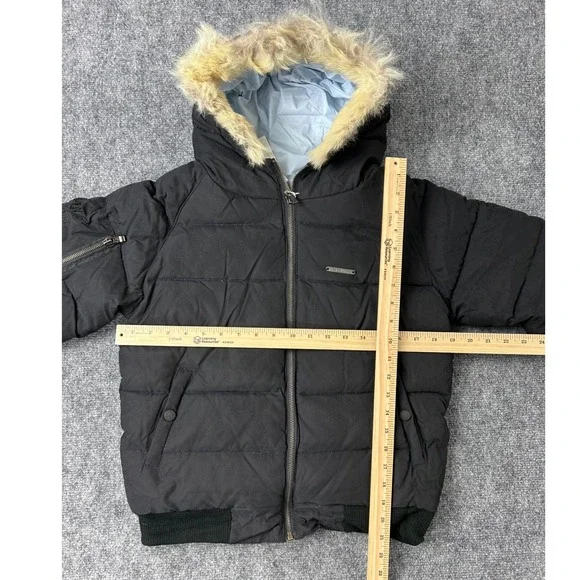 Vintage Azzure Blue Puffer Jacket Hooded Zip Up Bomber Style Reversible MNEW